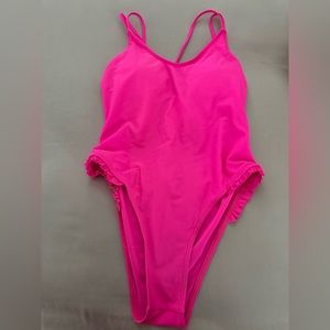 Pink one-piece swimsuit